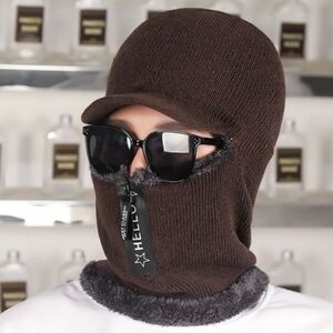 Balaclava Full Face Mask Neck Gaiter Winter Wool Lined Beanie Hats Ski Cap Hood